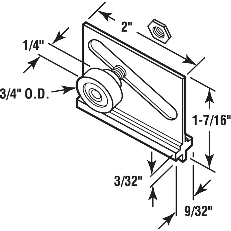 Rouleau et support pour enceinte de baignoire Prime-Line, 3/4 po de diamètre, aluminium extrudé
