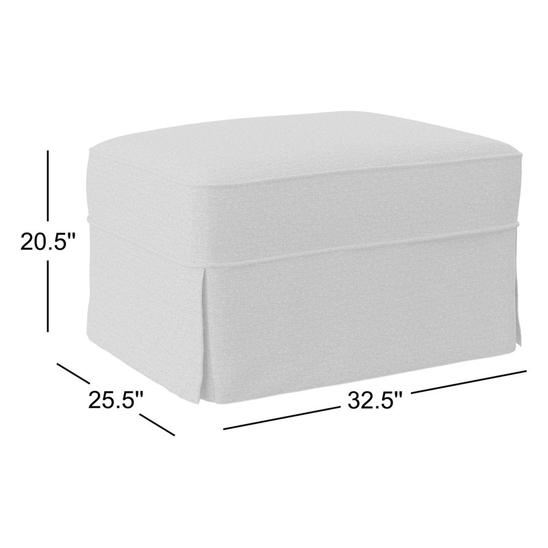 Amari 33" Rectangle Slipcovered Ottoman, Classic Bleach White Twill