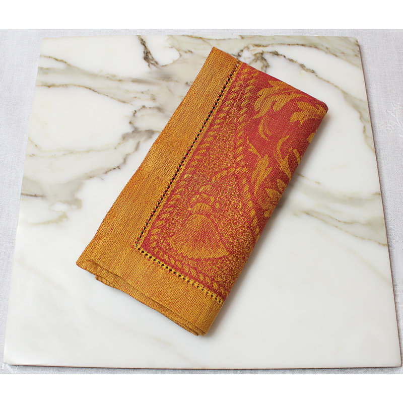 Ensemble 6 serviettes de table en lin, Sienne chaude / safran