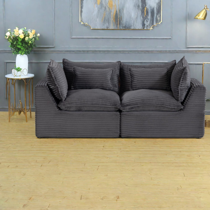 Canapé modulaire en velours côtelé 74,8 pouces Cloud Comfort
