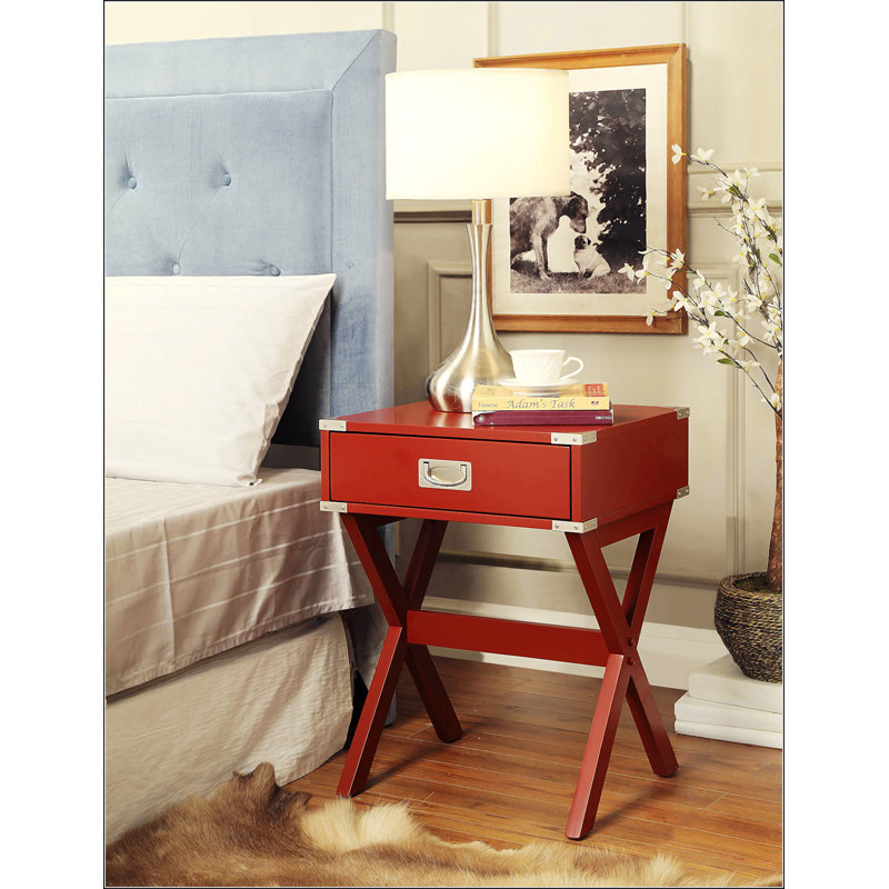 Accent Table With A Single Drawer, Red