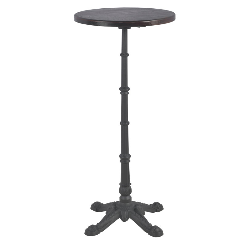 Pine Round Solid Wood Top Metal Base Dining Table, Black, Black