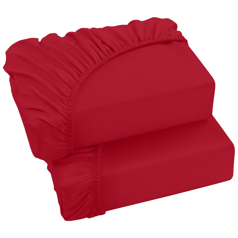 Soft & Breathable Microfiber Extra Deep Fitted Sheet, Red, Double (4'6)