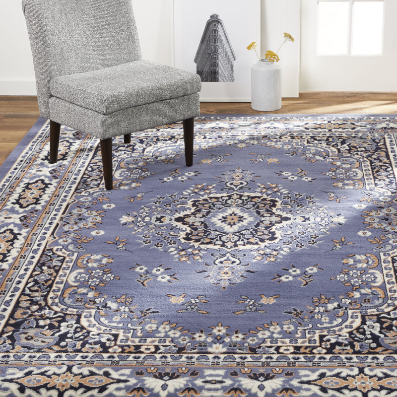 Tapis à motif oriental bleu campagnard Modena, Rectangle 9 pi 2 po x 12 pi 5 po