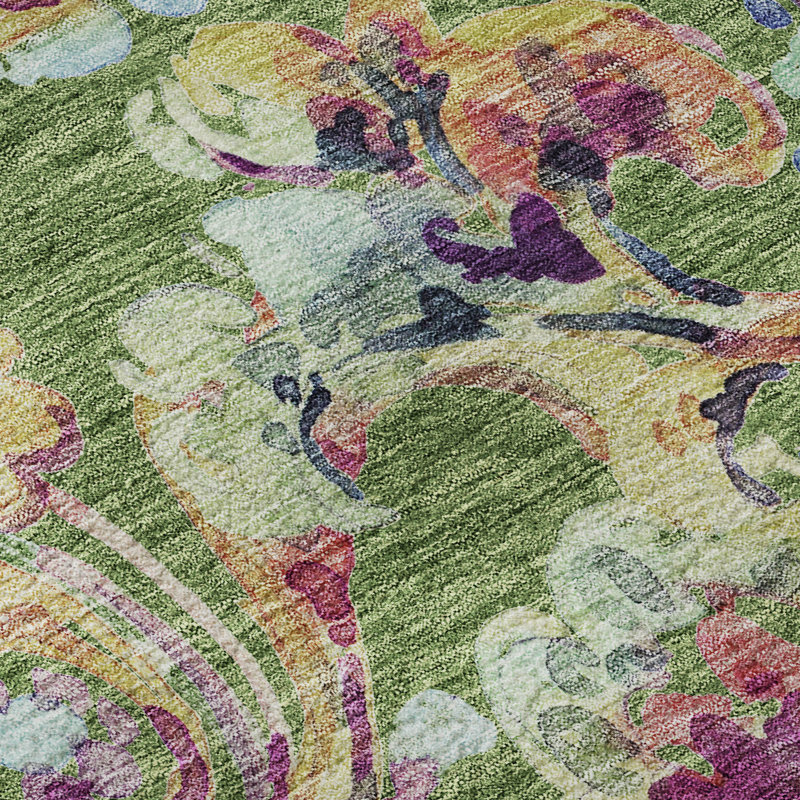 Premium Machine Washable Prisco Fern Rug, Round 8'