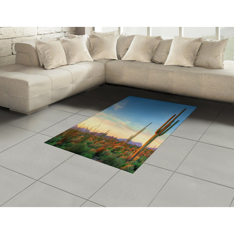 Desert High Density Long Fiber Poly Threads Decorative Area Rug Carpet, Rectangle 4' x 5'8"