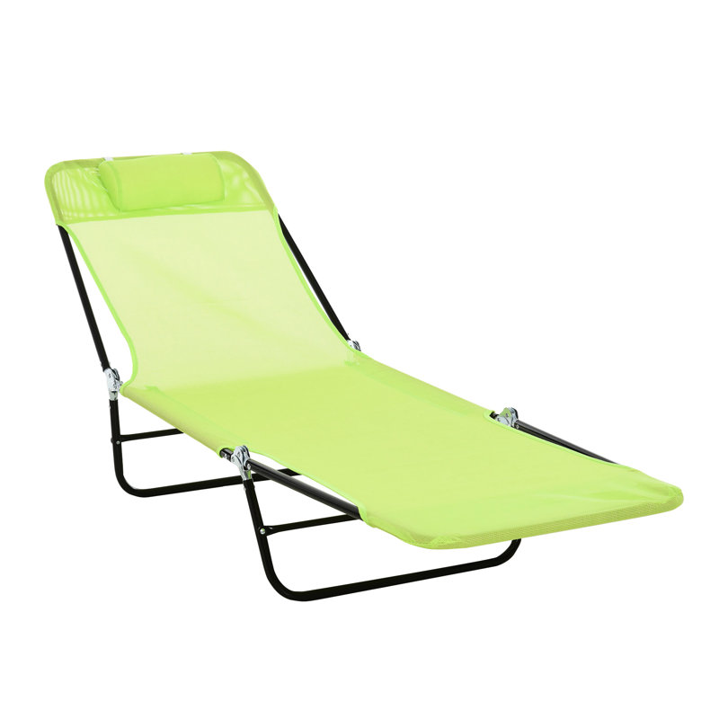 Outdoor Lounge Chair , Folding With And Mesh Seat, For Beach, Yard, Patio Sun Tanning - . Reclining Back . Breathable Seat. 5 Adjustable Positions. For Pool, Patio. Lightweight Portable. Strong Steel