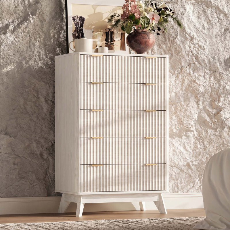 Donati 5-Drawer Dresser, Wood Chest of Drawers, White