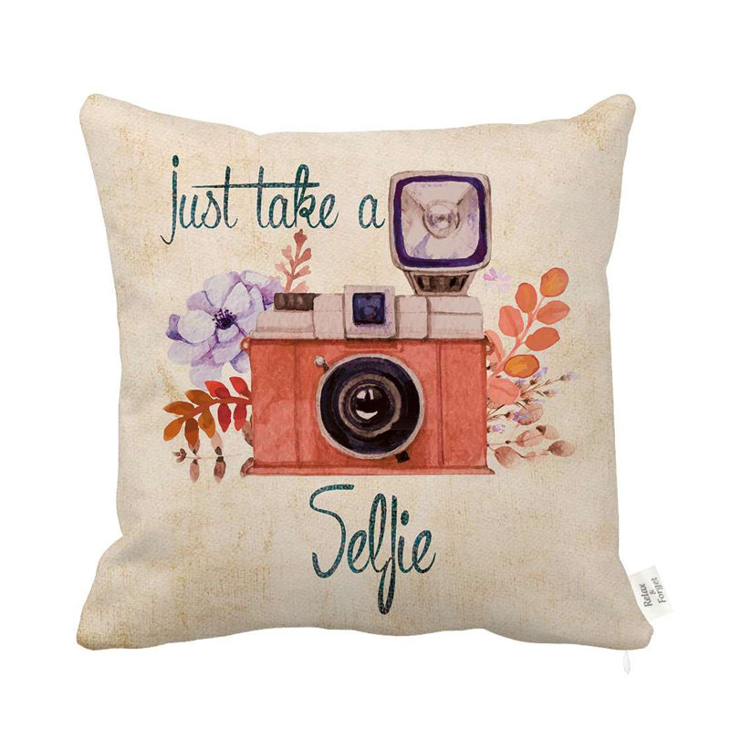  Housse de coussin carré et insert, Orange / rose / noir, polyester