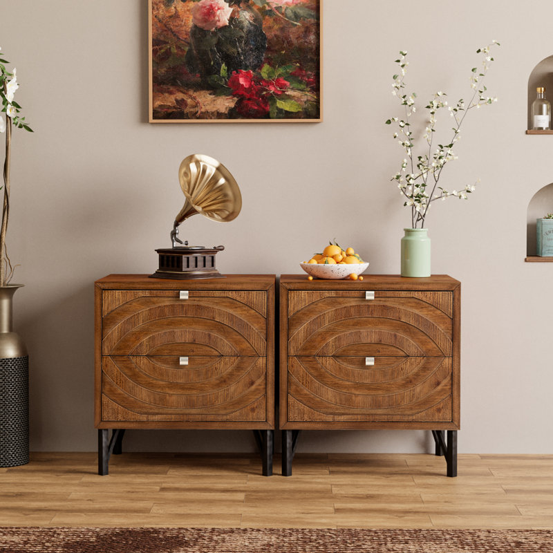 Table de chevet 2 tiroirs Cleobury, Ensemble de 2