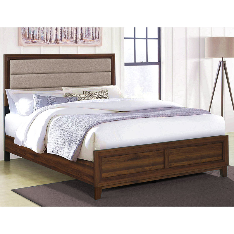 Anza Walnut Upholstered Queen Bed