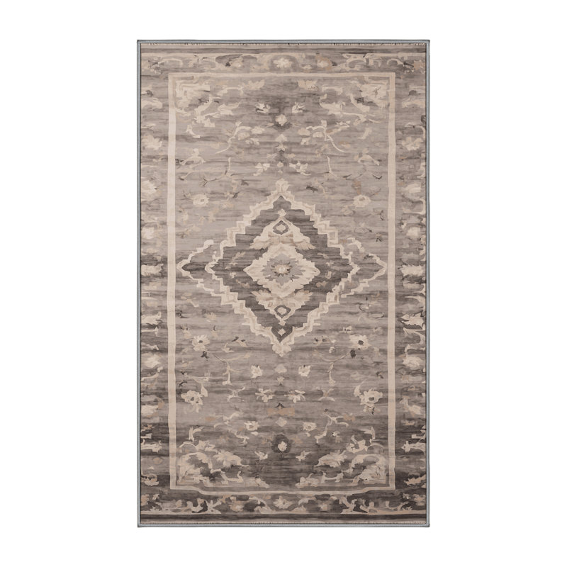 Tapis gris soyeux et moelleux, Rectangle 7 pi x 10 pi