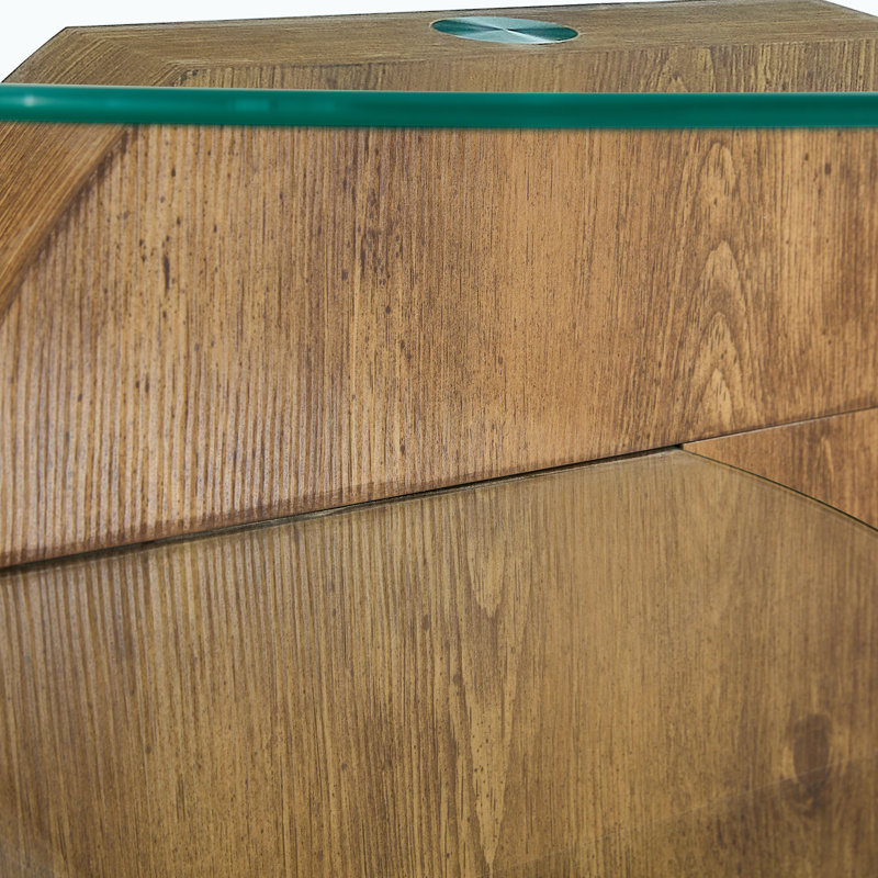 Table basse à plateau en verre, Beige, H 17 po x L 31,5 po x l 42 po