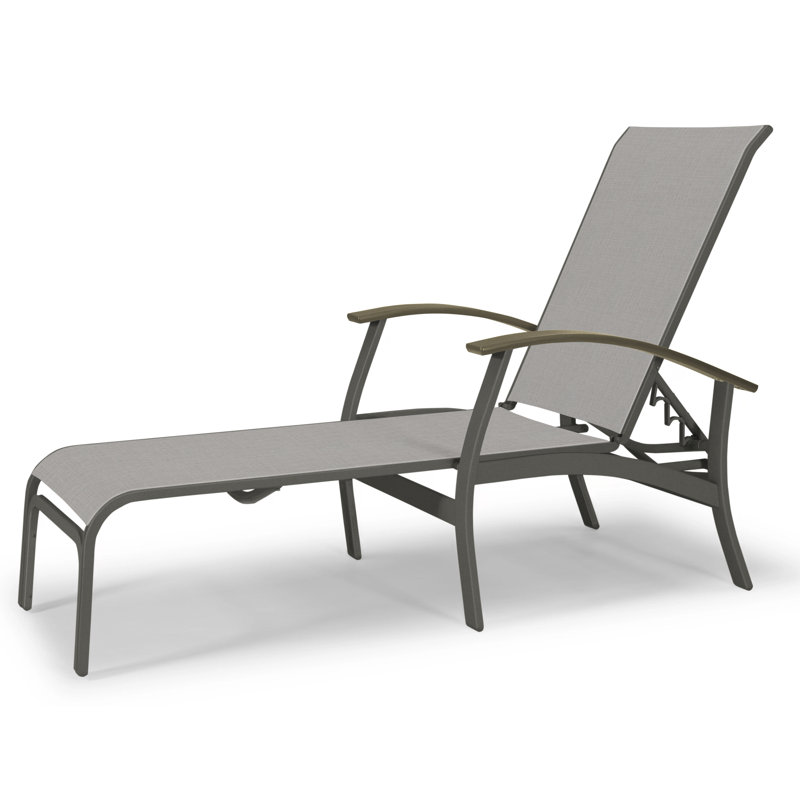 Chaise longue inclinable Askar, Alliage Sunbrella®, Graphite texturé, Bois de plage P40