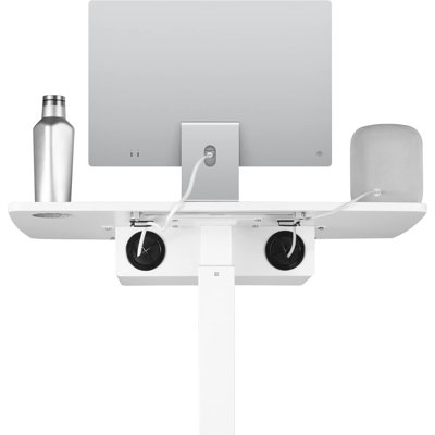 Height Adjustable Rolling Desk With Foot Pedal And Storage Shelf - Pneumatic Mobile Laptop Cart With Brake Casters