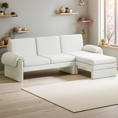 Canapé-lit futon convertible 94,1 po avec dossier réglable, méridienne réversible et deux coussins d'accoudoirs amovibles pour le salon