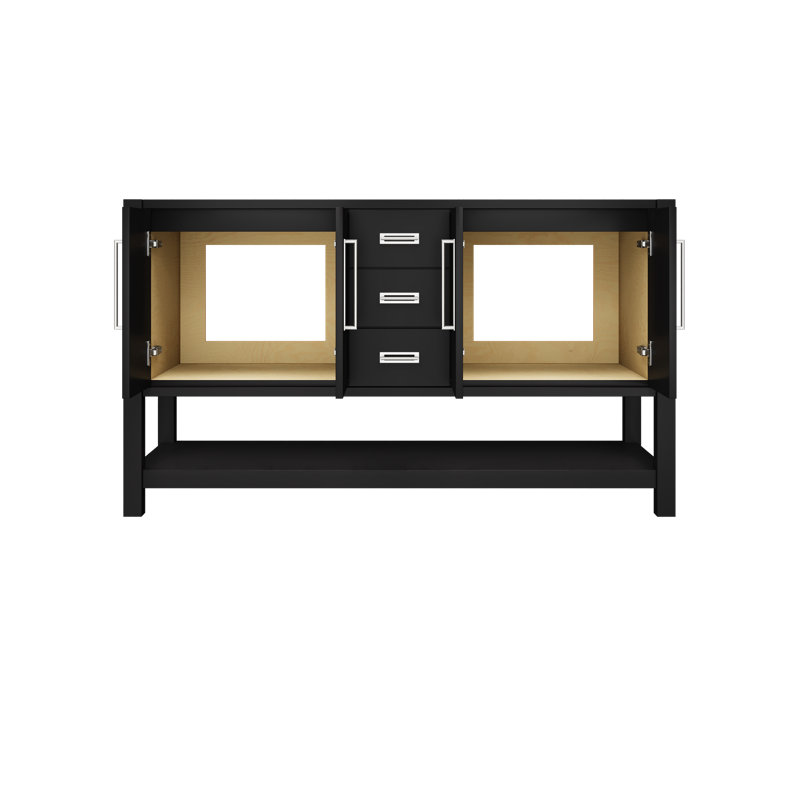 Kiawah Double Bath Vanity, Noir, Polished Chrome, 60"