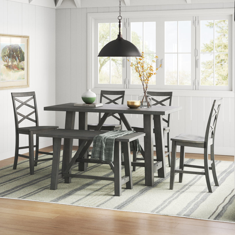Berrian Trestle Dining Set, Gray