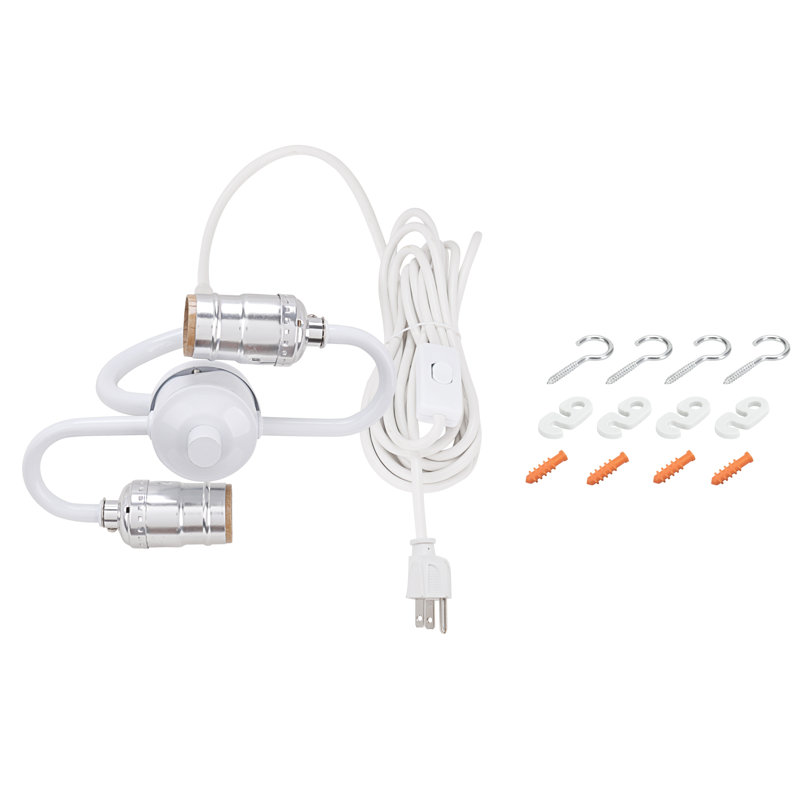 Luminaire suspendu tambour 2 lumières unique Bayview, Blanc, H 12 po x l 17 po x P 15 po