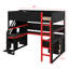 Lit mezzanine avec escalier de rangement, bureau intégré, tablettes et panneau perforé Gaming-1259335054
