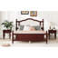 Cherry Queen Bed With Upholstered Headboard And Stable - Pine Panel In Cherry Color Material