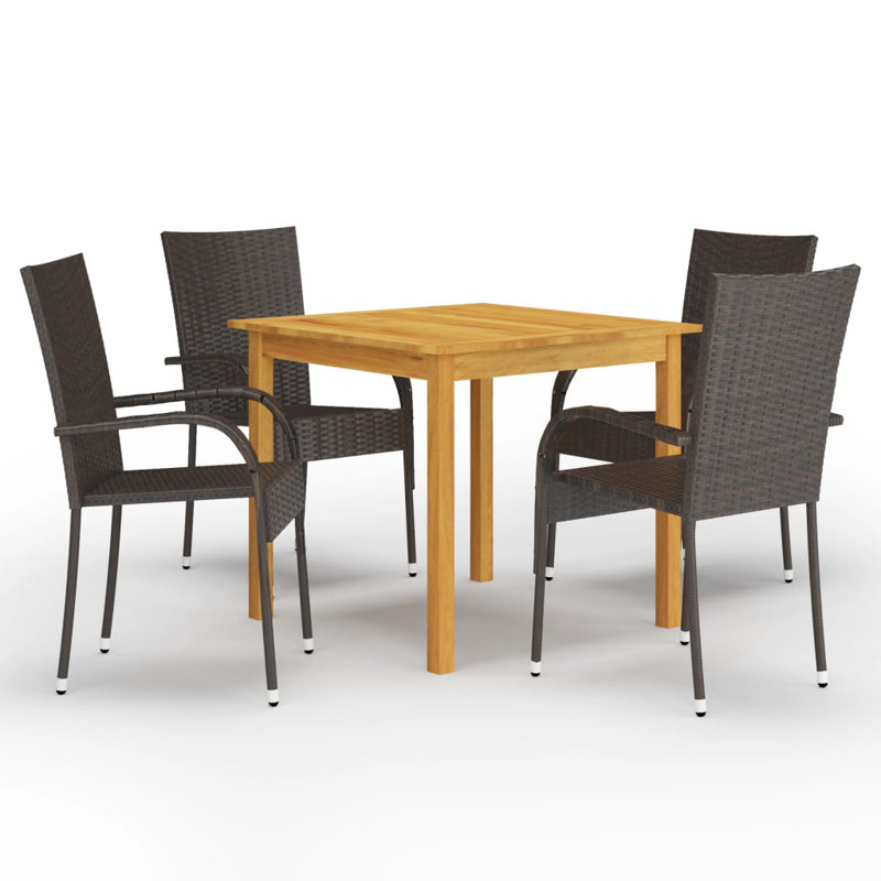 Ensemble de salle à manger rectangulaire pour 4 personnes, Brun