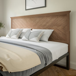 Culbert Herring Bone Solid Wood Adjustable Headboard for Universal Metal Bed Frame