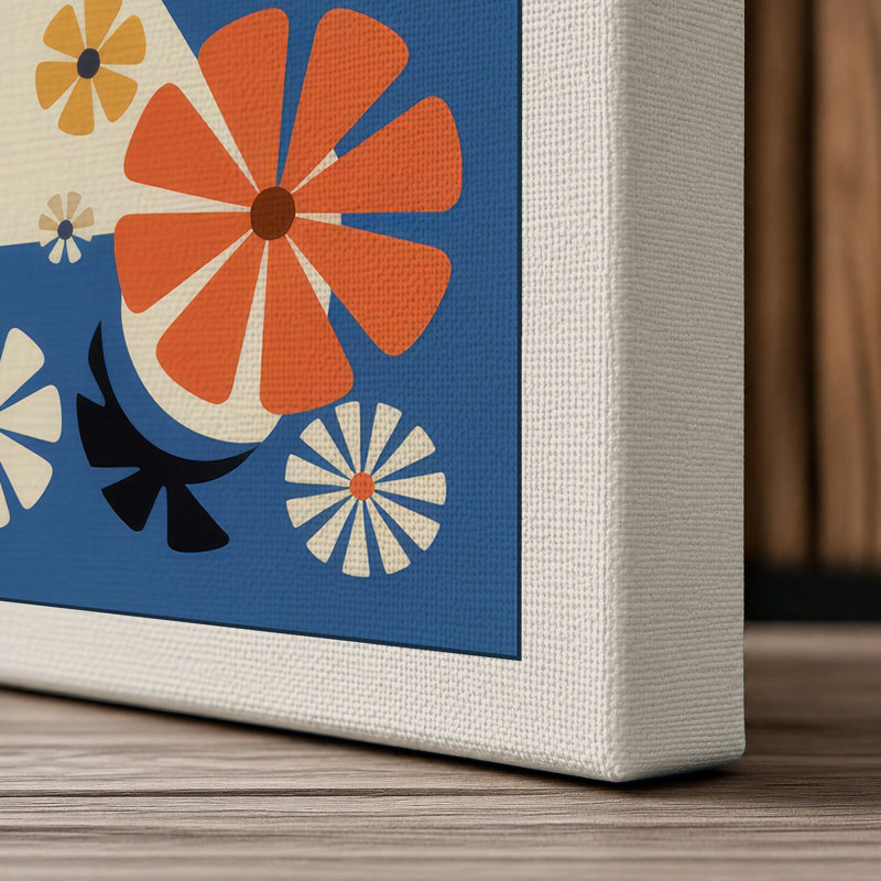 Blooms in Profile Mid-Century - Wrapped Canvas, Cream Border, 30x20 - 76.2 x 50.8 cm