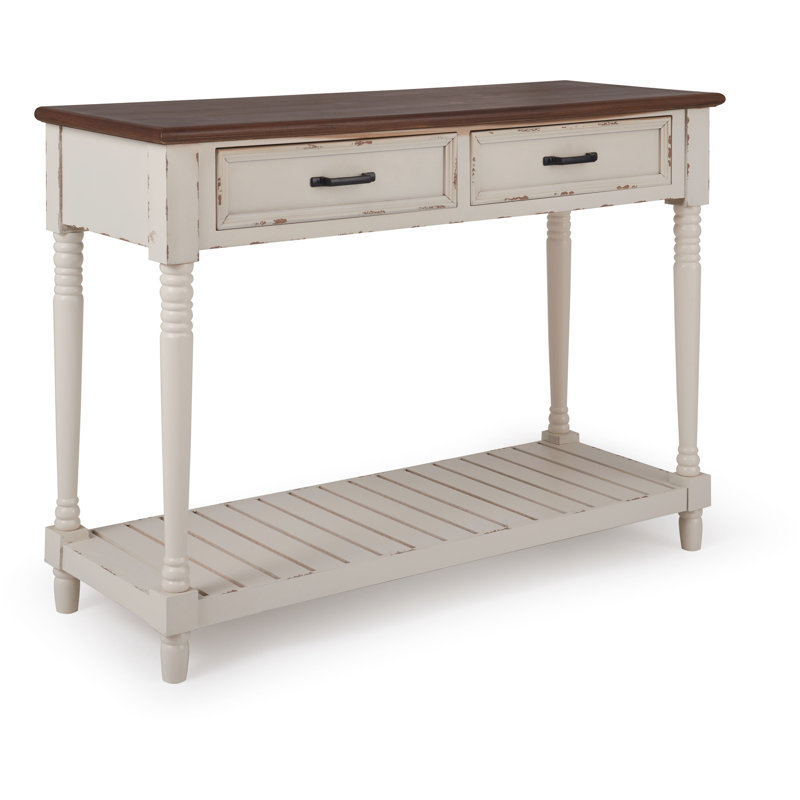 Farmhouse Antique White Wood Console Table with Storage