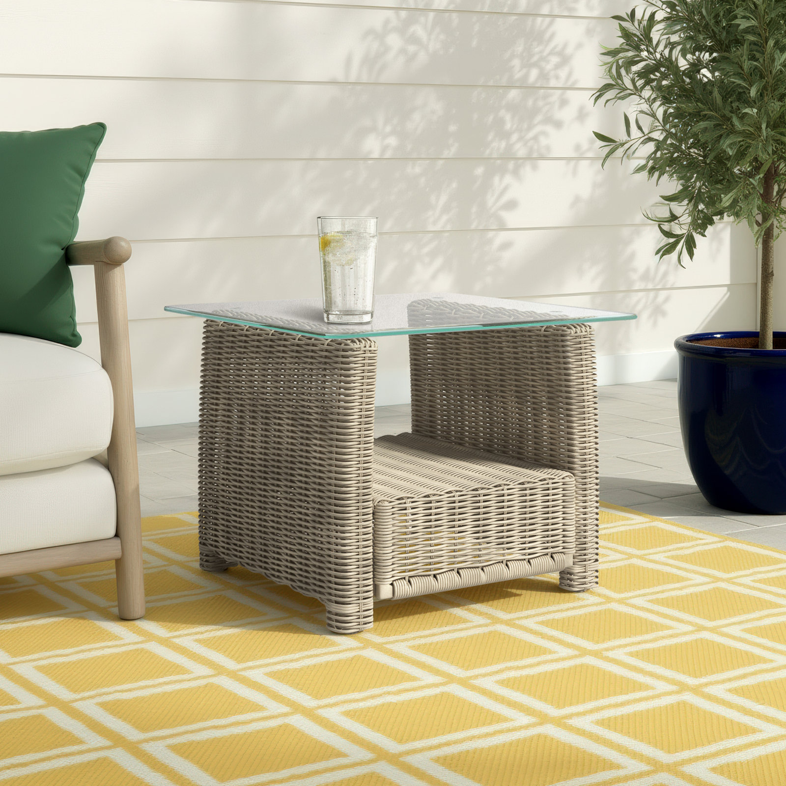 Whitley 27'' Glass Outdoor Side Table