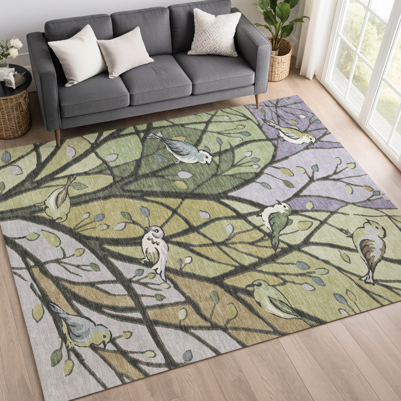 Machine Washable Indoor/Outdoor Chantille ACN2336 Botanical Rug, Rectangle 5' x 7'6"