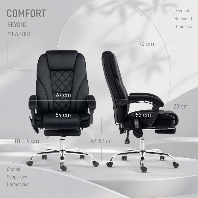 Fauteuil de bureau massant Vinsetto Executive avec siège chauffant, hauteur réglable et repose-pieds rétractable pour un confort optimal