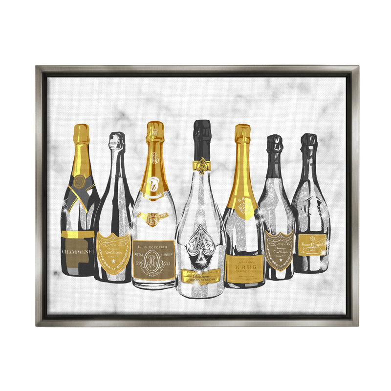 Radiant Glam Twinkle Champagne Bottles par Ziwei Li - peinture sur toile, H 25 po x l 31 po x P 1,7 po