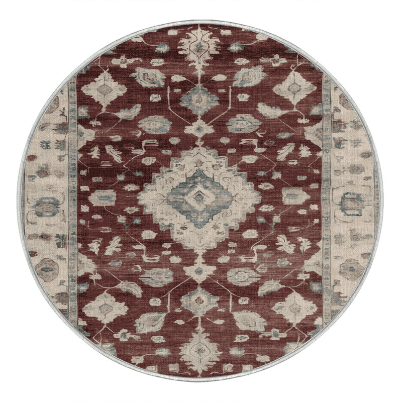 Machine Washable Overdyed Beige Area Rug, Round 8'