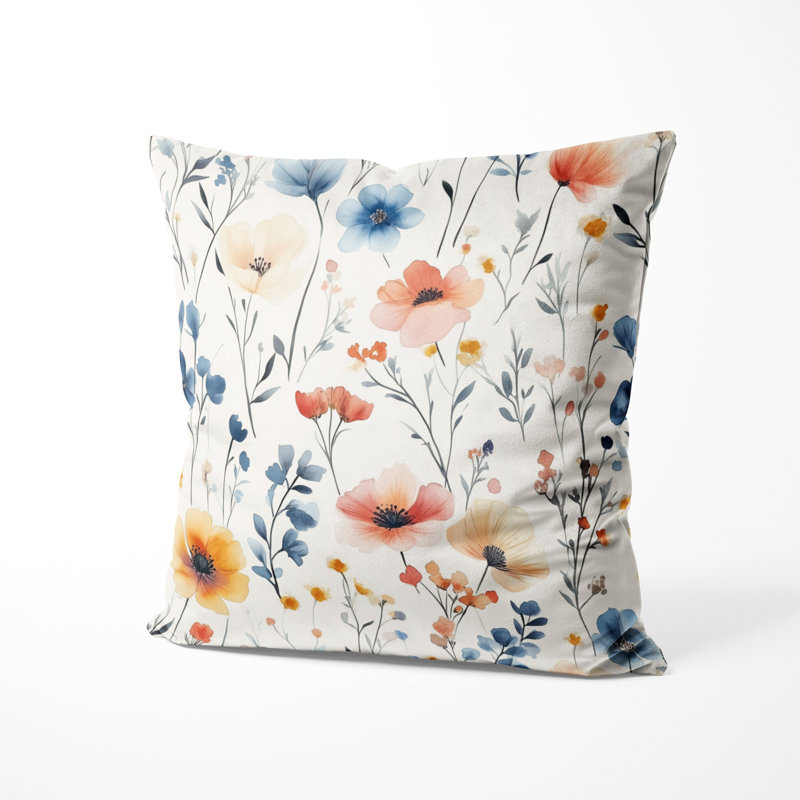 Coussin décoratif floral - Coussin Boho, H 20 po x l 20 po
