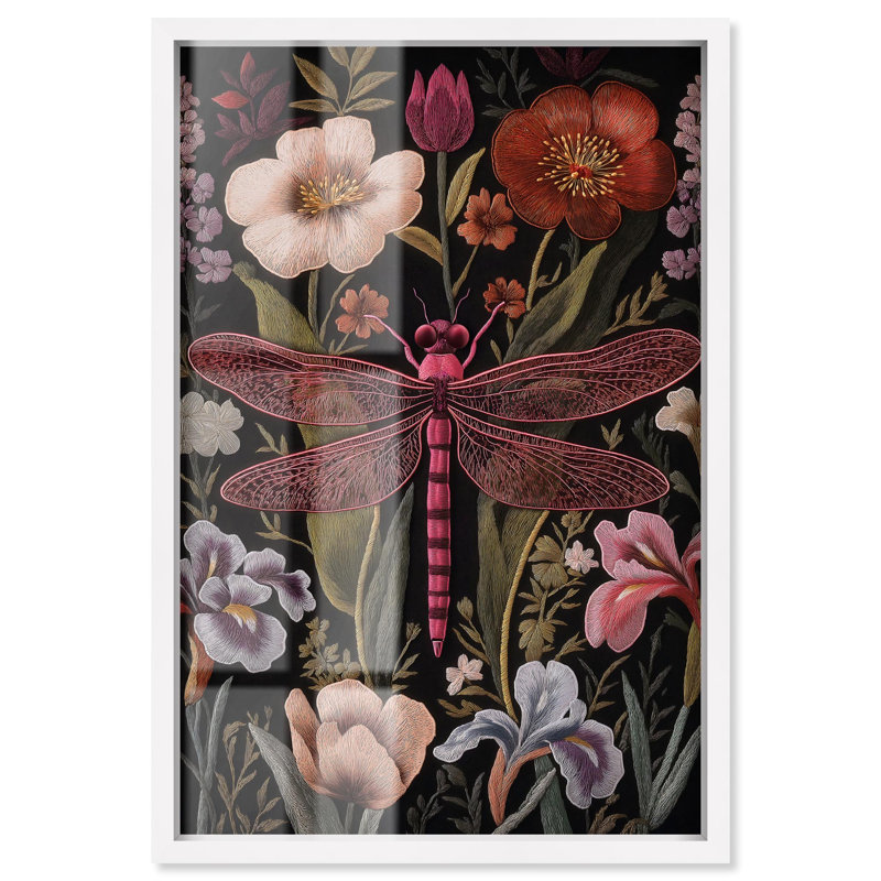 «Ruby Reed Rider I Shadowbox», impression botanique par Art Remedy, H 55 po x l 37 po, Blanc