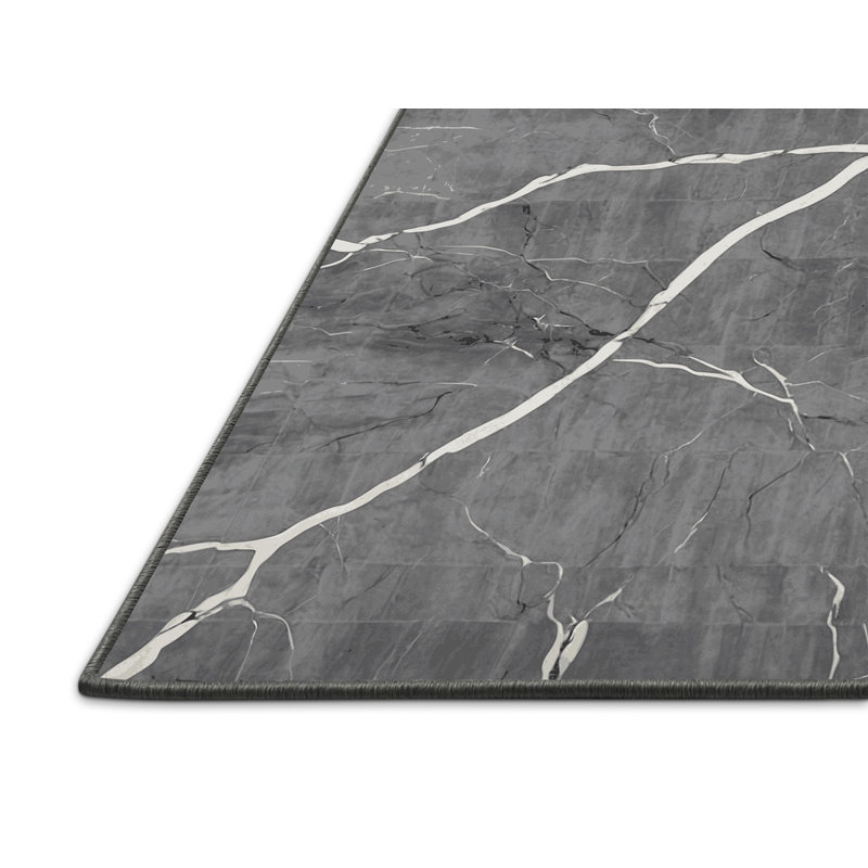 Tapis gris soyeux et moelleux, Rectangle 5 pi x 7 pi