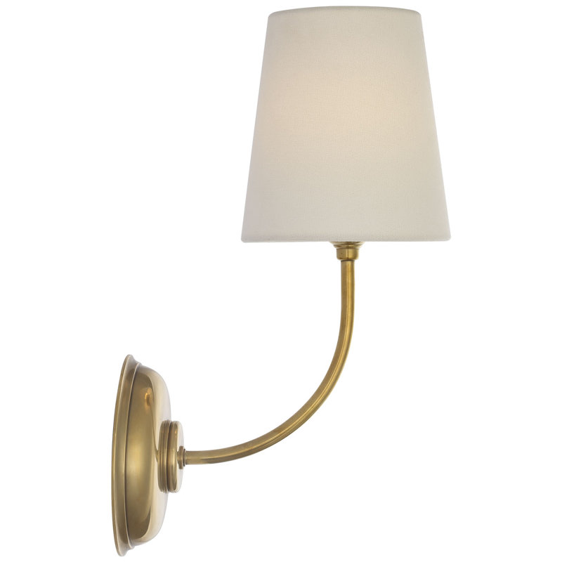 Thomas O'Brien Vendome 16" Cordless Single Sconce with Linen Shade, Hand-Rubbed Antique Brass