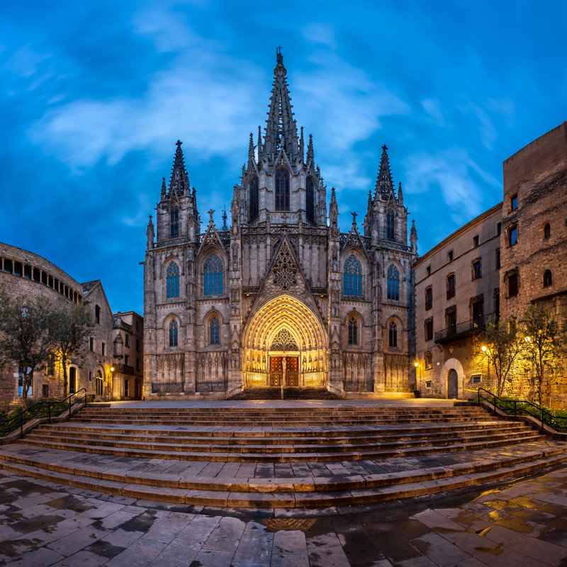 Cathedral Of The Holy Cross And Saint Eulalia by Anshar73 - Wrapped Canvas Print, 122cm H x 122cm W x 3.8cm D