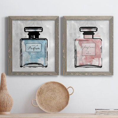 «Blue Wash Perfume», ensemble de 2 peintures sur toile encadrées