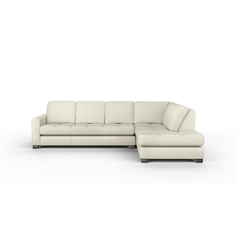 Brooklyn 100% Full Top Grain Leather Sectional, Fantasy Iceberg Genuine Leather, Right Hand Facing