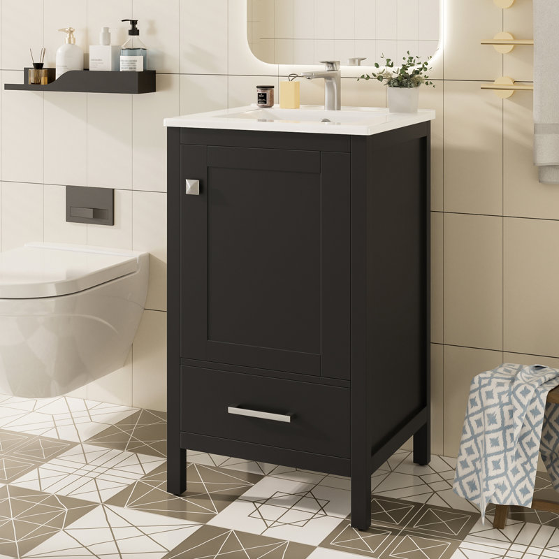 Meuble-lavabo moderne avec lavabo en céramique, rangement compact de 20 po