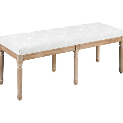 Cream White Bedroom Bench From , 46", French Vintage Inspired For A Luxurious Style, Comfortable And Versatile