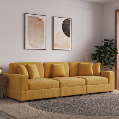 Milbrey 3-Piece Corduroy Modular Sectional with Pillow Back