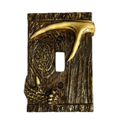 Polyresin Deer Antler Aged Wood Accent 1-Gang Light Switch / Wall Plate / Switch Plate / Cover