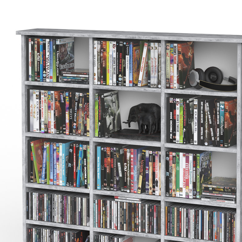 136 cm H Media Shelves, Concrete