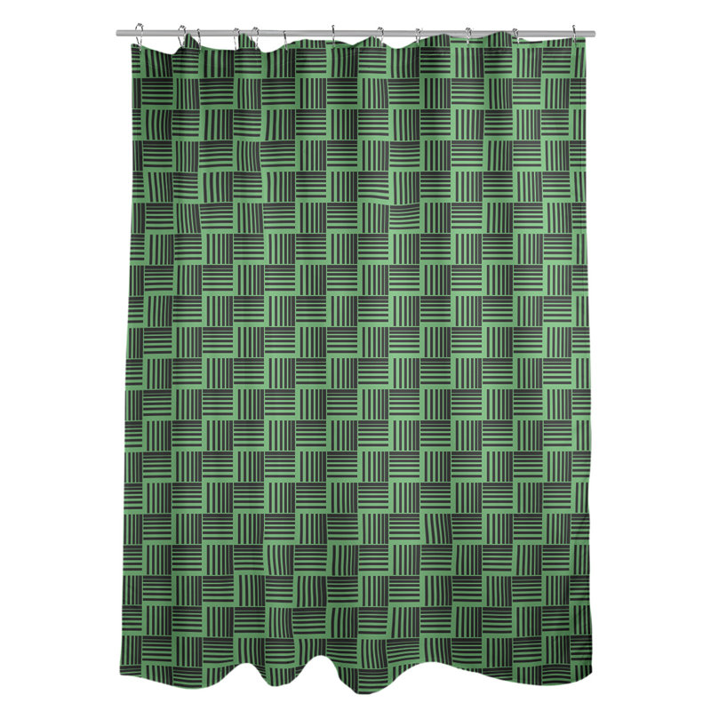 Rideau de douche simple basketweave rayures classic, Émeraude