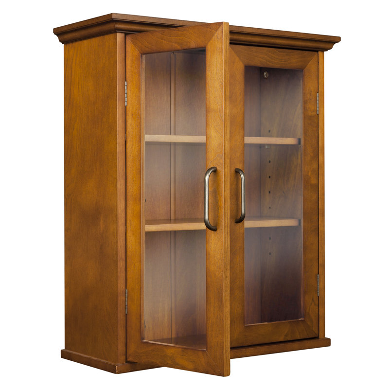 Yarissa Two-Door Removable Wall Storage Cabinet with Glass Panels & Adjustable Shelves