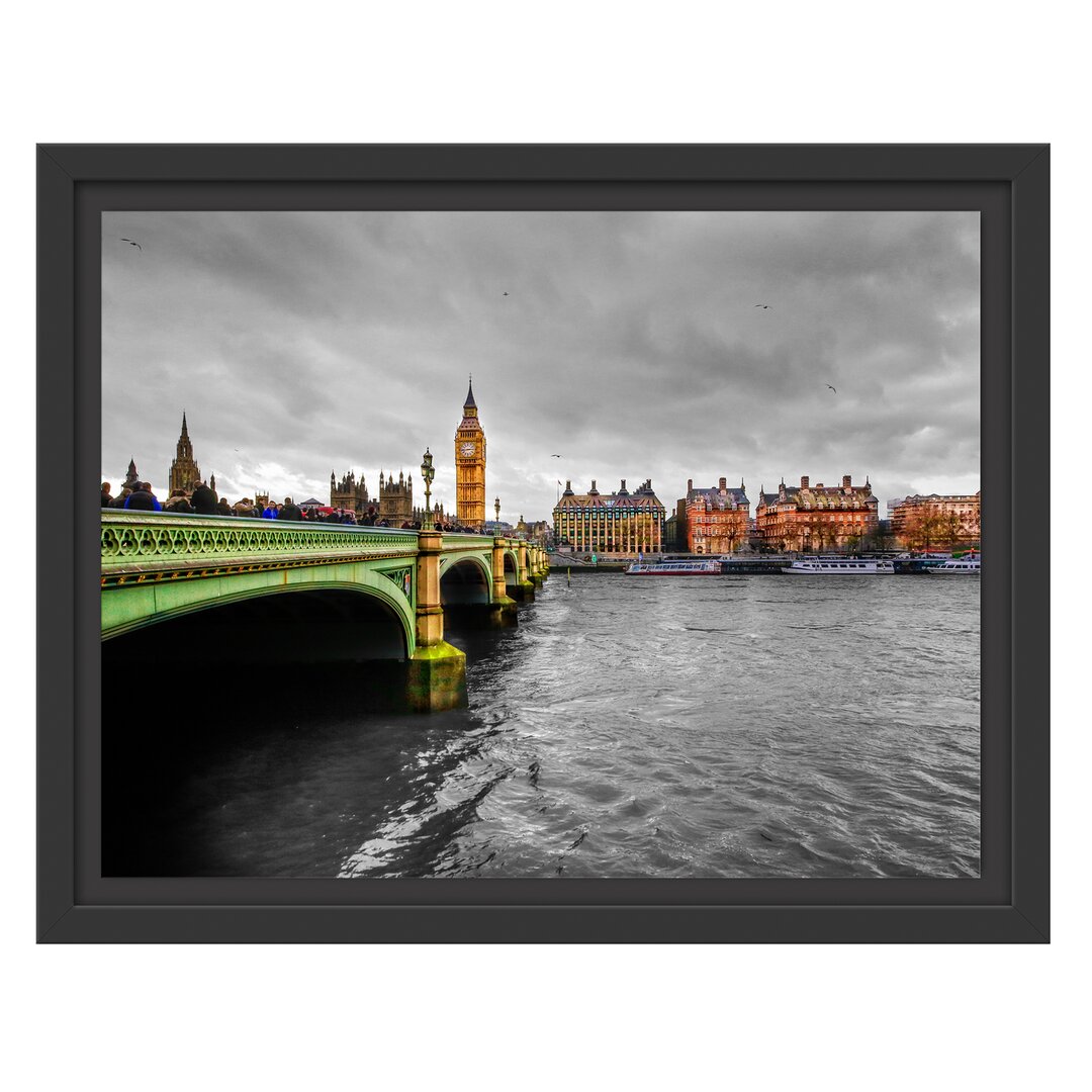 Gerahmtes Wandbild London mit Themse und Big Ben