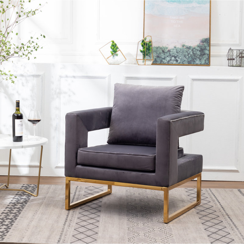 Fauteuil d'appoint rembourré Lenola, Gris
